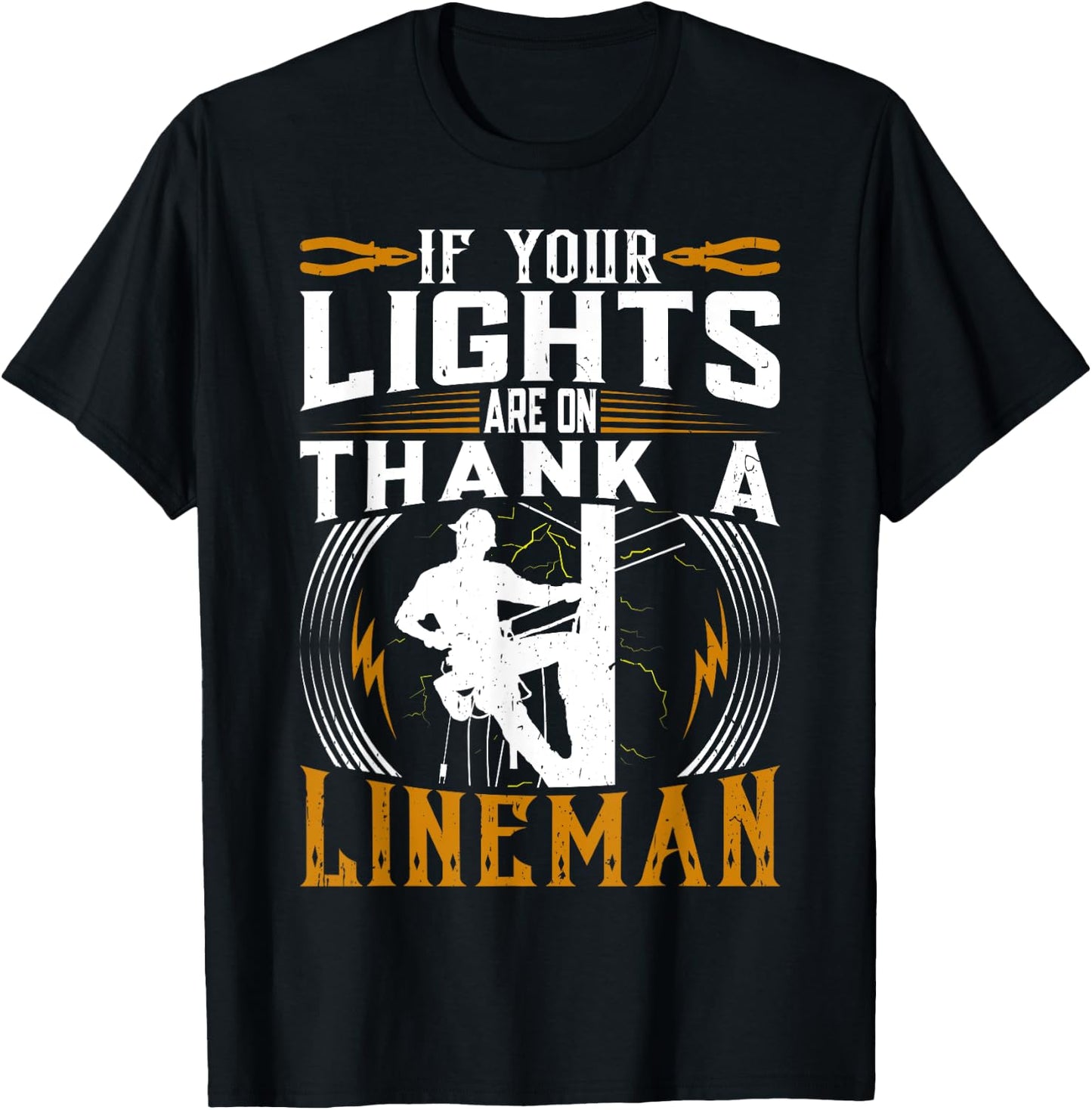 Thank a proud american electrician and lineman T-Shirt - T-Shirt | Black