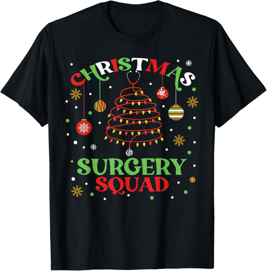 Christmas Surgery Squad Medical Surgical Nurse RN Xmas T-Shirt - T-Shirt | Black