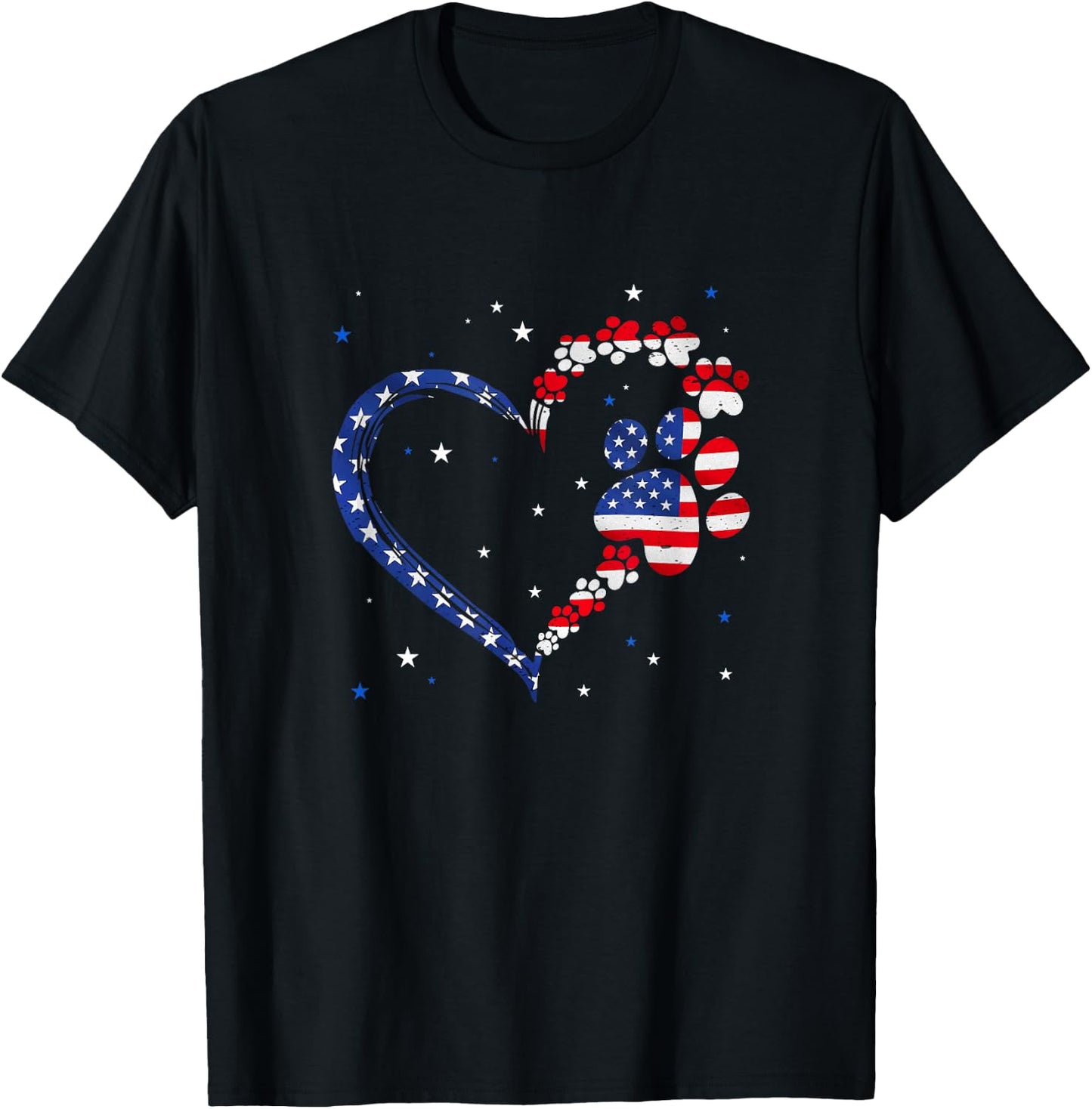 American Flag Patriotic Dog Cat 4Th Of July T-Shirt - T-Shirt | Black