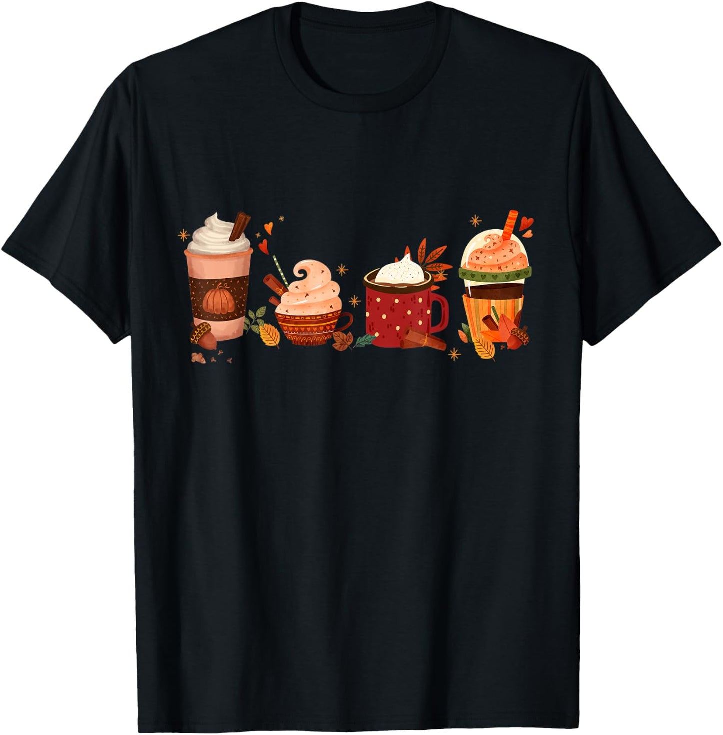 Pumpkin Spice Latte, Fall Coffee, Pumpkin Spice Thanksgiving T-Shirt - T-Shirt | Black
