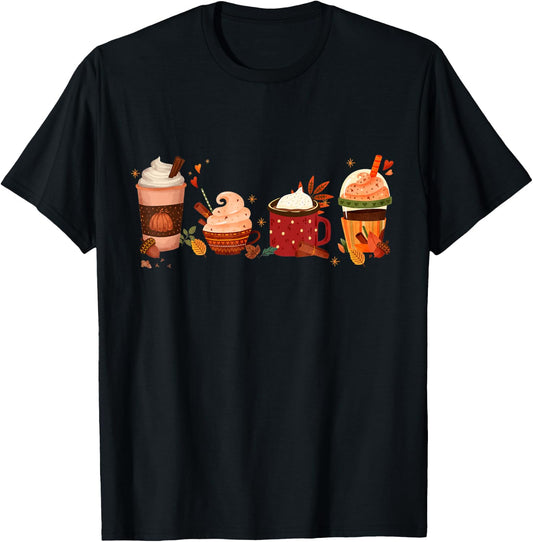 Pumpkin Spice Latte, Fall Coffee, Pumpkin Spice Thanksgiving T-Shirt - T-Shirt | Black