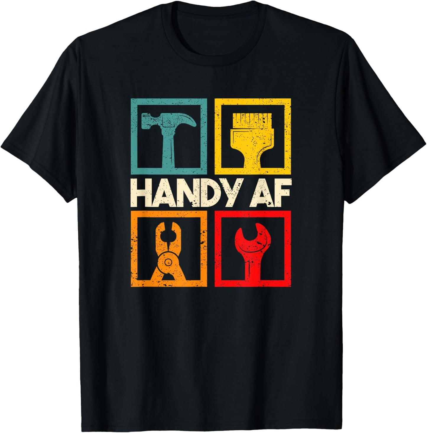 Handy AF Vintage Handyman Woodworking Mechanical Power Tools T-Shirt - T-Shirt | Black
