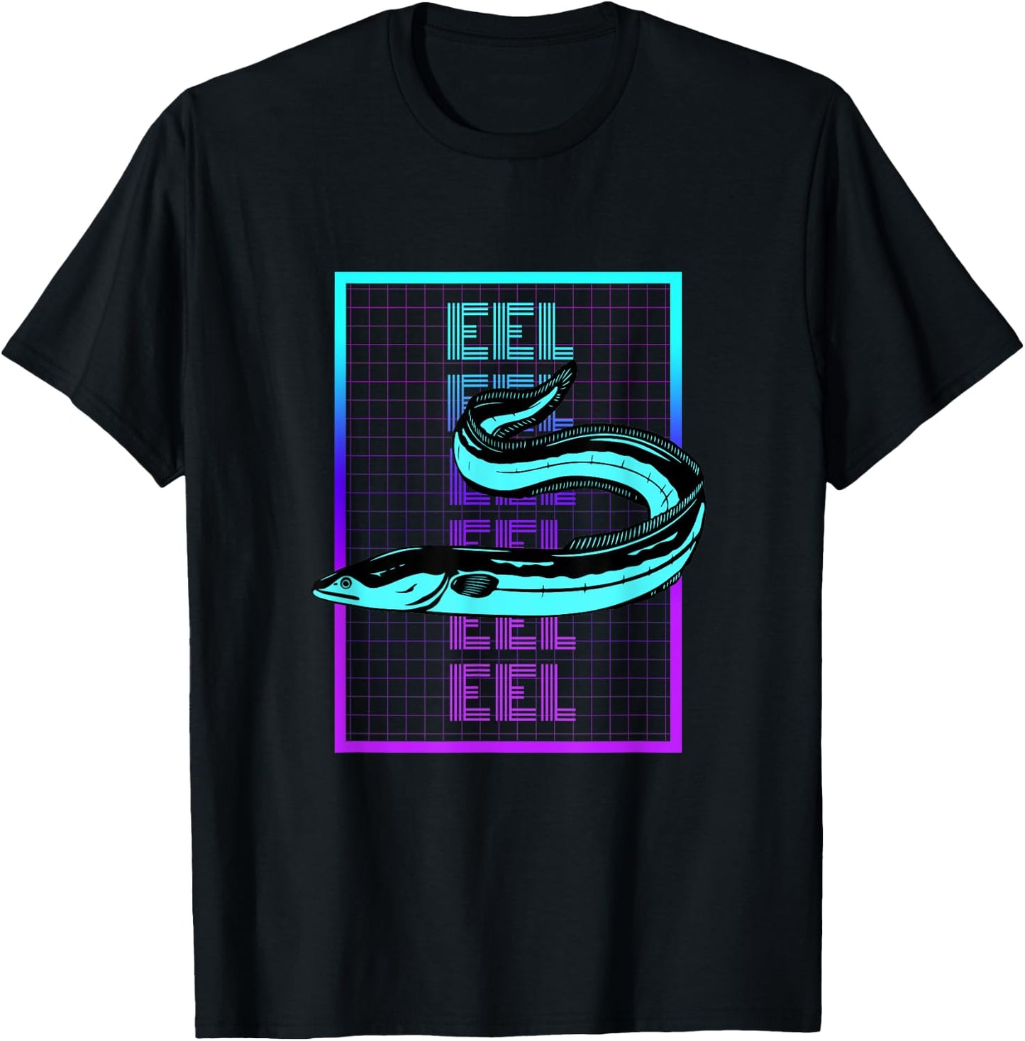 Vintage Eel Gifts Eel Fish Retro - Women's Classic Fit Black Graphic - Small - Short Sleeve - -Adults T-Shirt - T-Shirt | Black