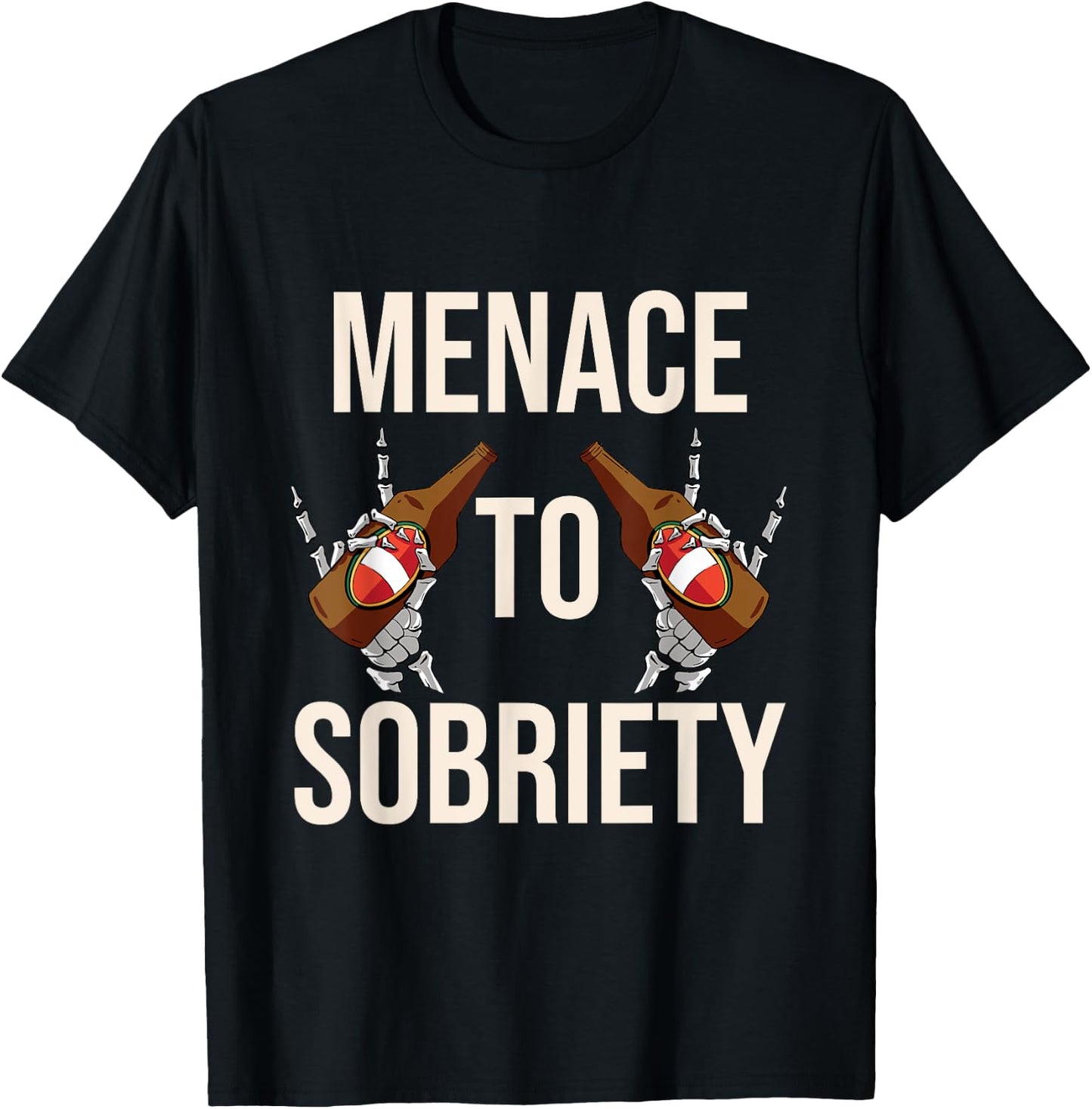 Menace To Sobriety Funny Beer Shirt Drinking T-Shirt - T-Shirt | Black
