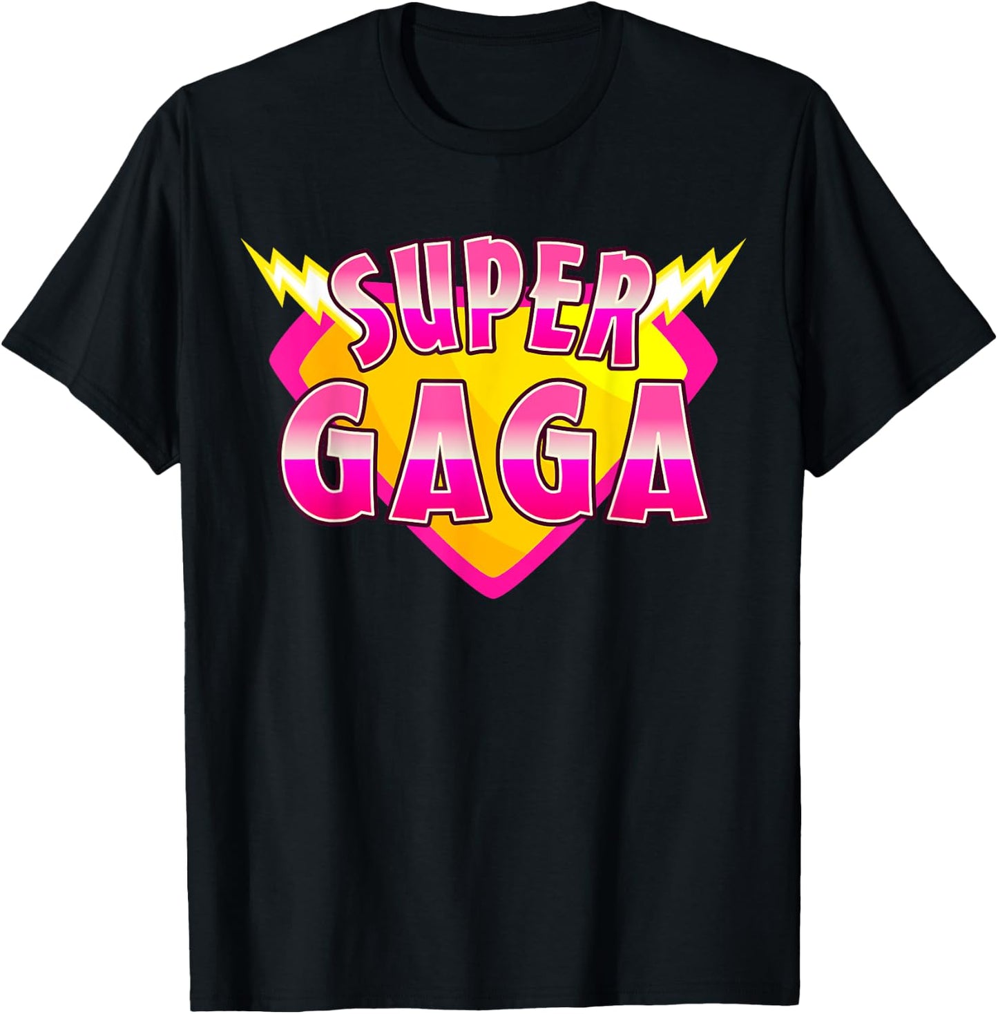 Super Gaga Superhero Grandmother Comic Book Family Matching T-Shirt - T-Shirt | Black