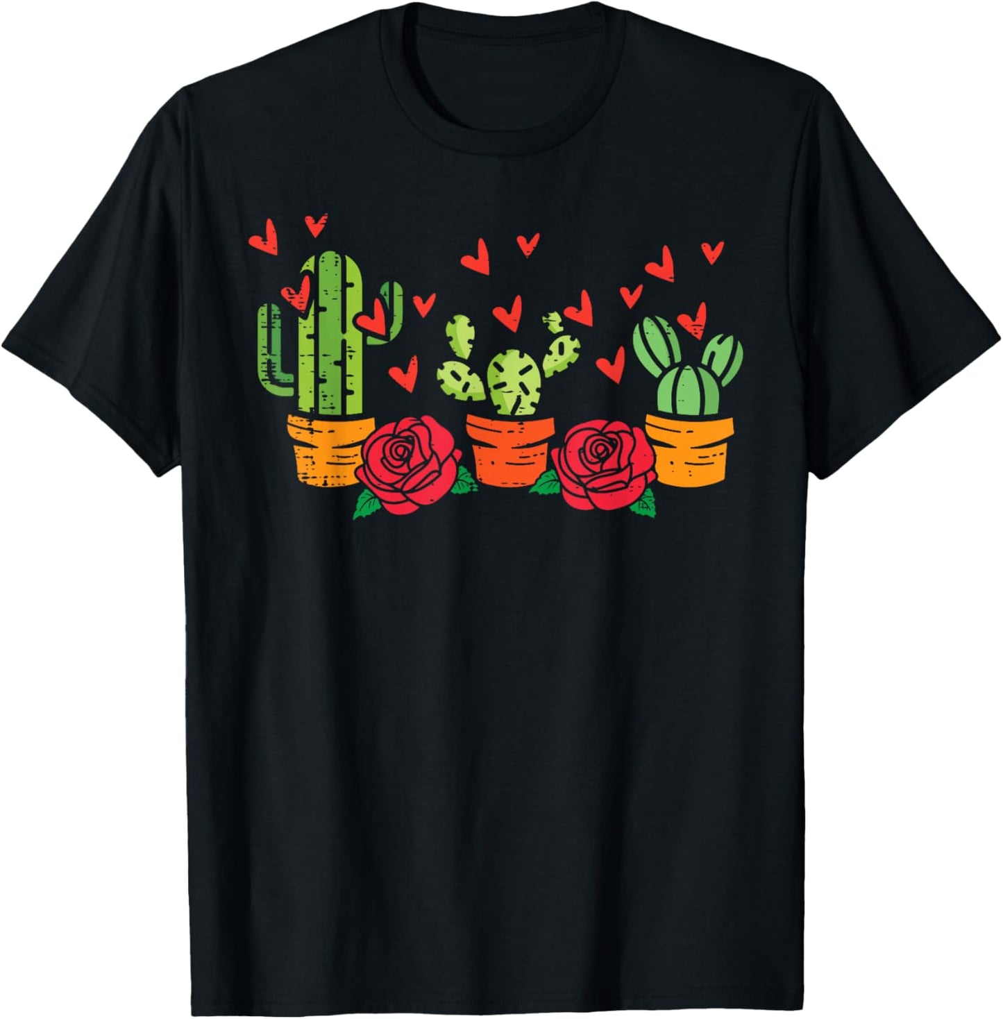 Valentines Day Cactus Cacti Succulent Plant Men Women Kids T-Shirt - T-Shirt | Black