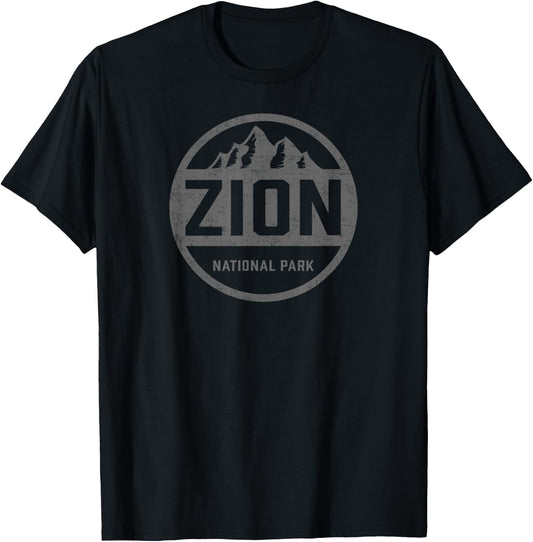 Retro Zion National Park Utah Mountain Women Men Kids Hiking T-Shirt - T-Shirt | Black