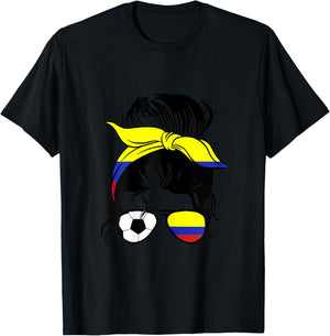 Colombian Soccer Mom Mothers Day Colombia Soccer Girl T-Shirt - T-Shirt | Black