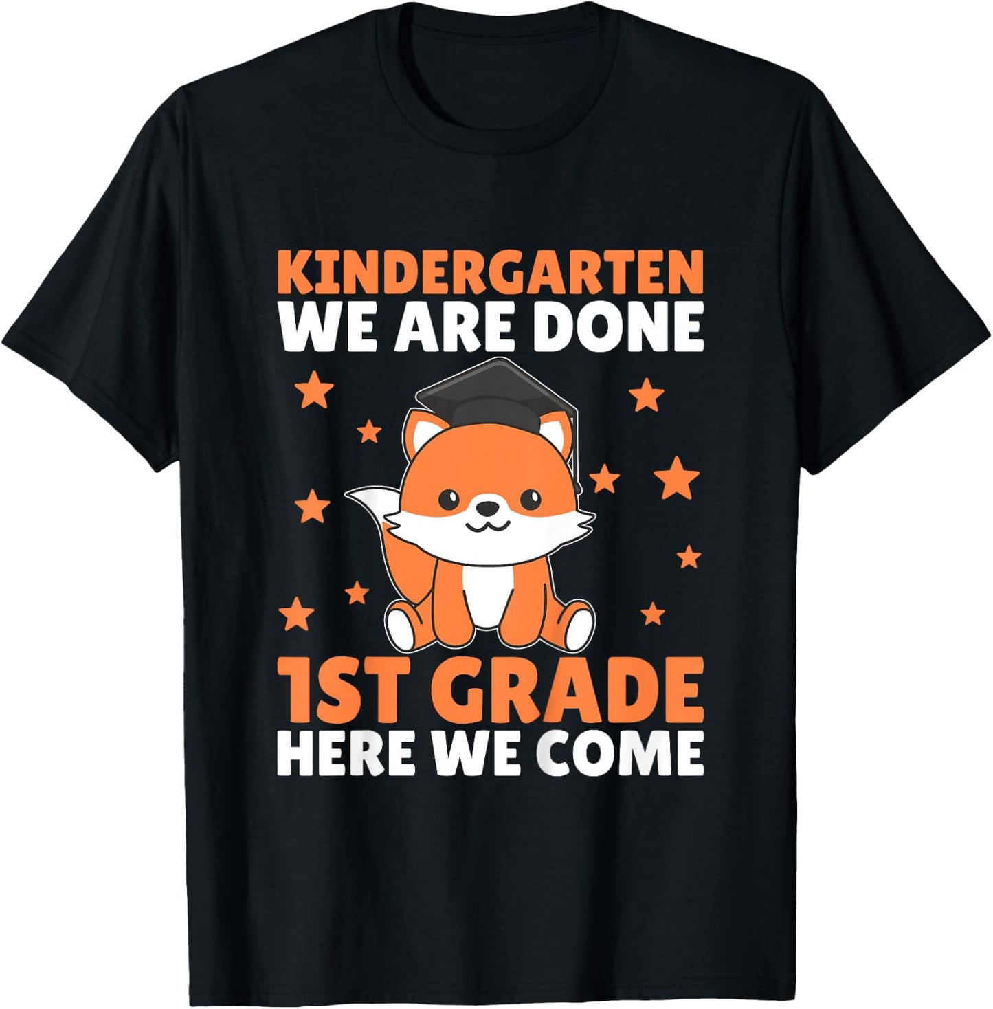 Kids Kids Kindergarten Graduate Fox Graduation T-Shirt - T-Shirt | Black