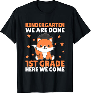 Kids Kids Kindergarten Graduate Fox Graduation T-Shirt - T-Shirt | Black