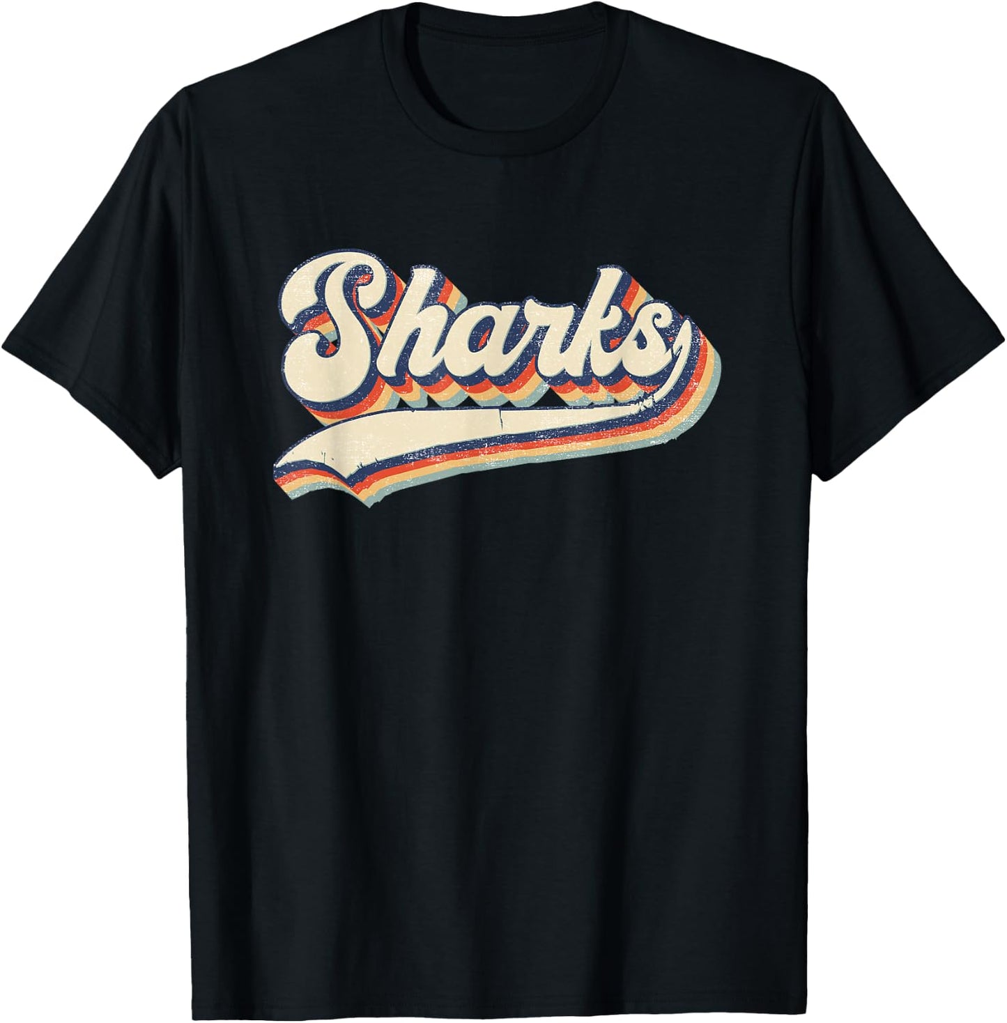 Sharks Sports Name Vintage Retro Gift Men Women Boy Girl T-Shirt - T-Shirt | Black