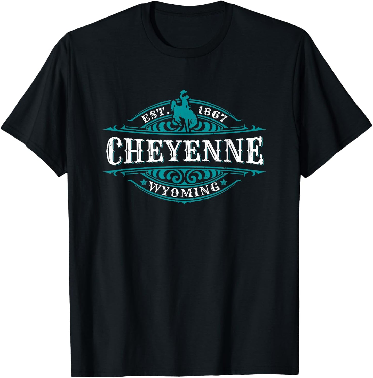 Cheyenne Wyoming Cowboy Western Design Novelty Souvenir T-Shirt - T-Shirt | Black