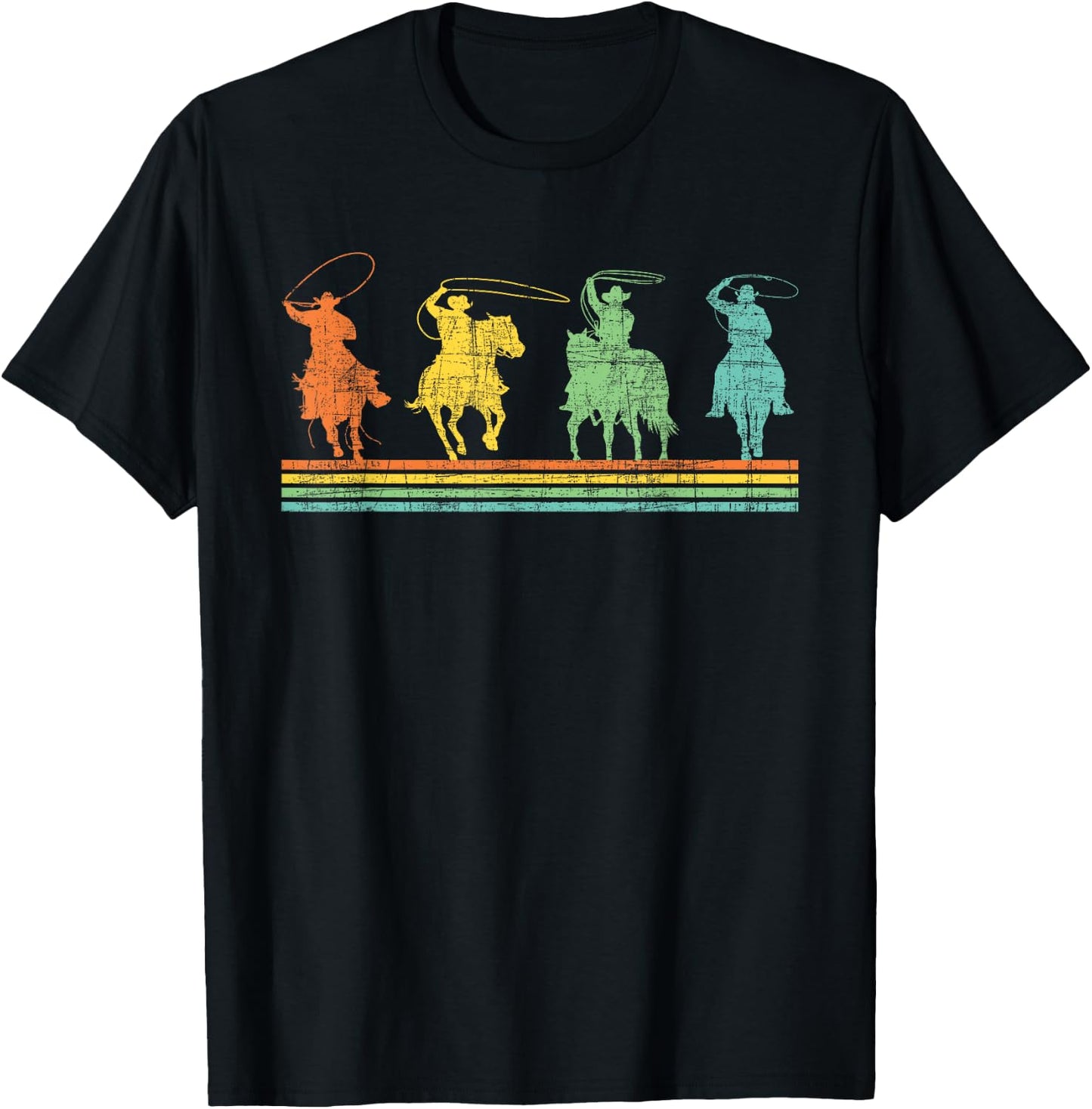 Cowboy - Calf Roping Lover Header Heeler Rodeo Horse Riding T-Shirt - T-Shirt | Black
