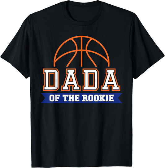 Dada of Rookie 1st Birthday Basketball Theme Matching Party T-Shirt - T-Shirt | Black
