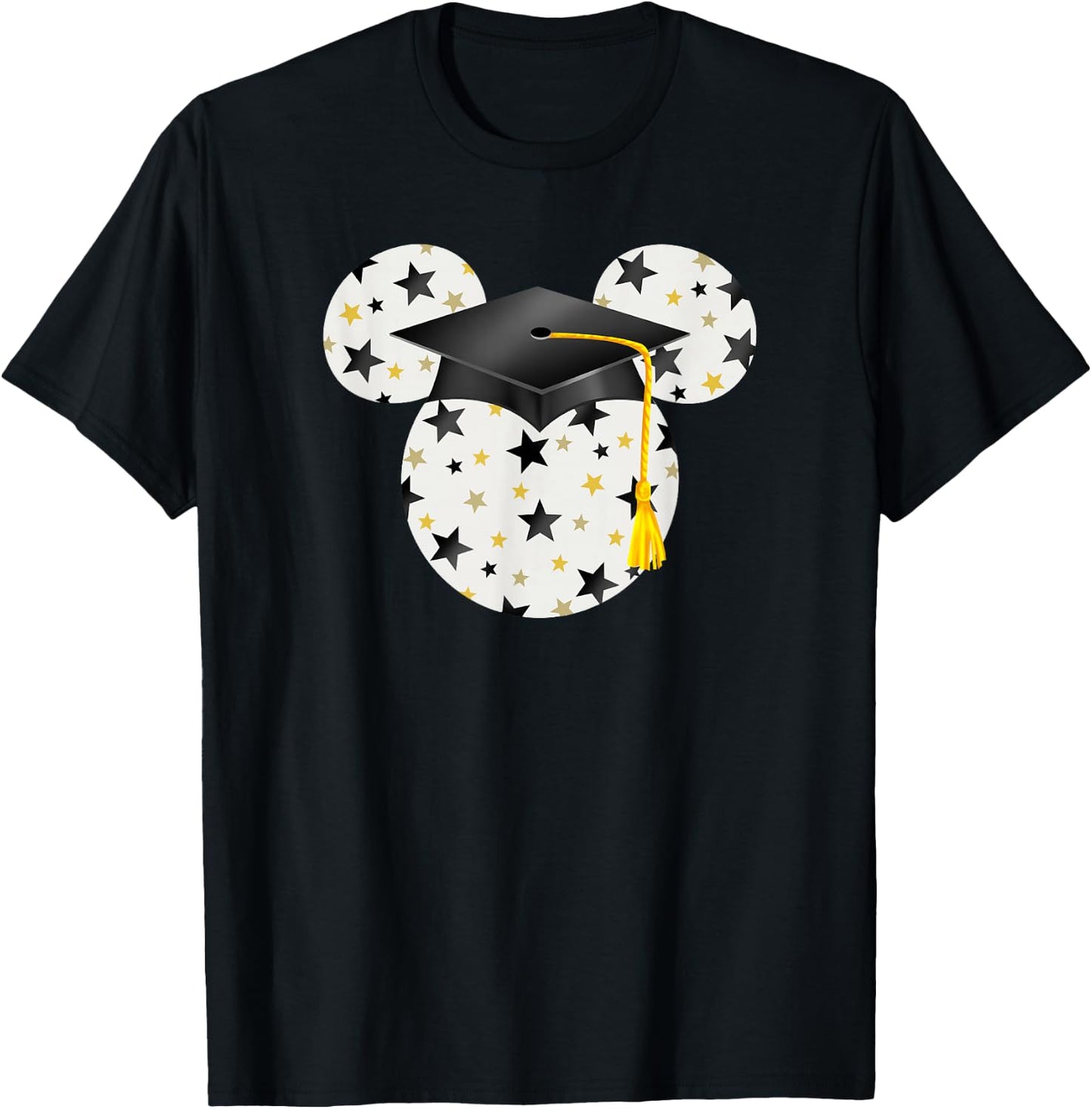 Disney Mickey Head Graduation Hat Star Fill T-Shirt - T-Shirt | Black