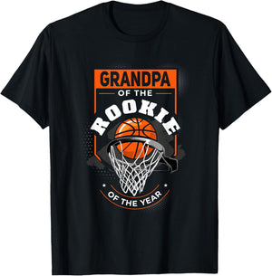 Papa Rookie of the Year Basketball Grandpa of the Rookie T-Shirt - T-Shirt | Black
