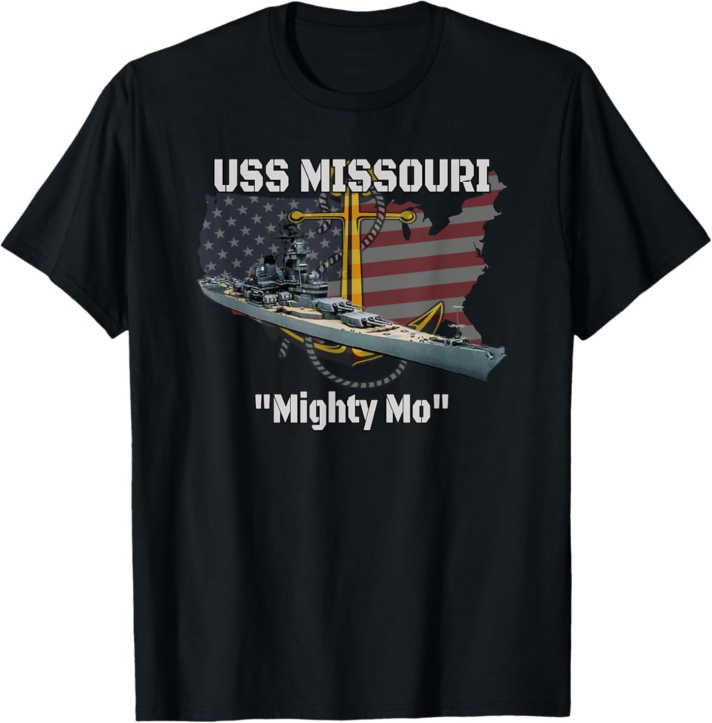 USS Missouri BB-63 Battleship Veterans Day Warship Father T-Shirt - T-Shirt | Black