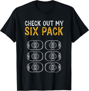 Funny Check Out My Six Pack Novelty Beer Women's and Men's T-Shirt - T-Shirt | Black