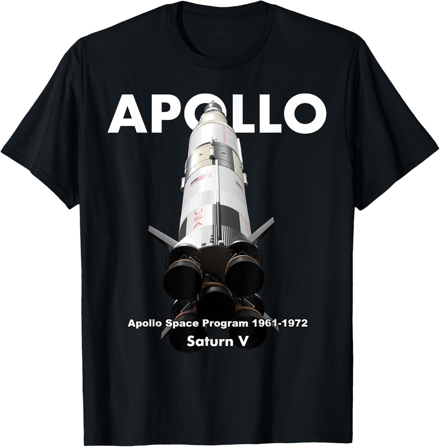 Apollo Saturn V Moon Rocket T-Shirt - T-Shirt | Black