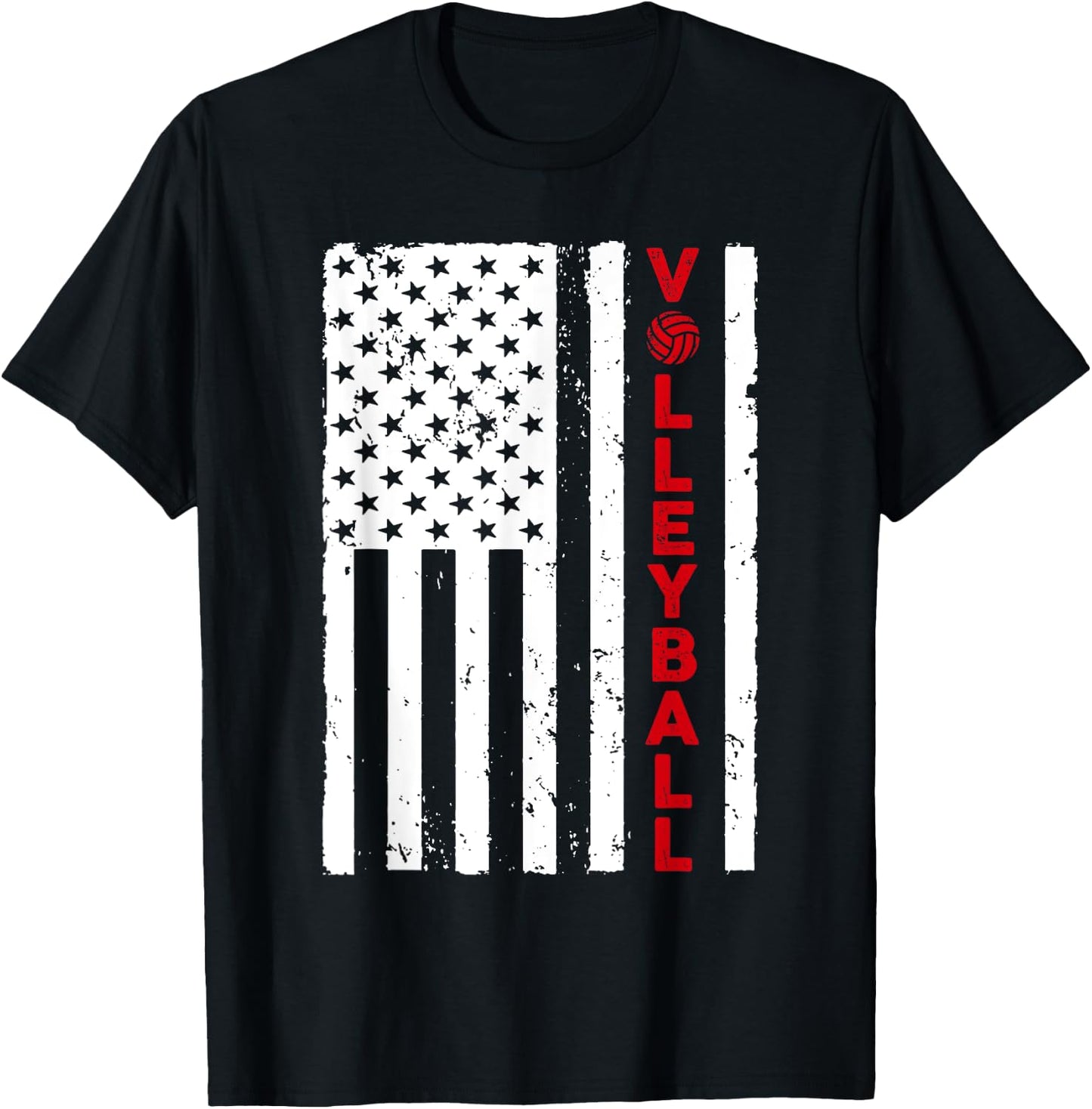 Funny Volleyball Design Women USA Patriotic Athlete T-Shirt - T-Shirt | Black