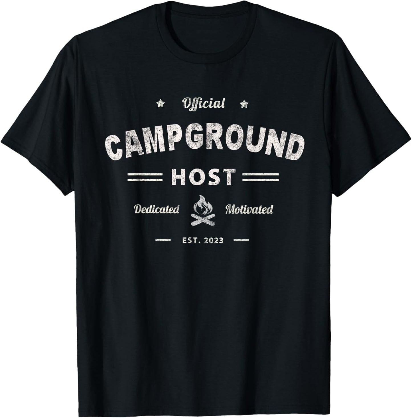 Vintage CAMPGROUND HOST Squad Summer Camp Staff Campsite T-Shirt - T-Shirt | Black