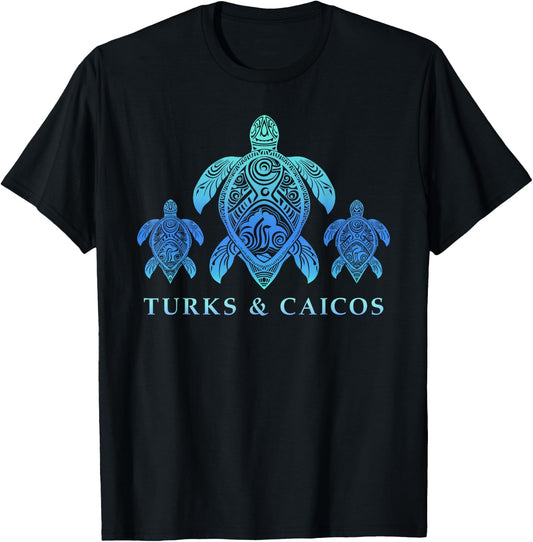 Turks & Caicos Tribal Green and Hawksbill Turtles Unity T-Shirt - T-Shirt | Black
