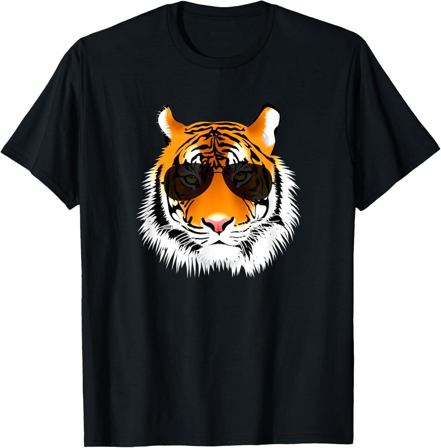 Tiger Design Co Cool Cat Tiger Sunglasses - Adults, Black, Short Sleeve, Size S T-Shirt - T-Shirt | Black