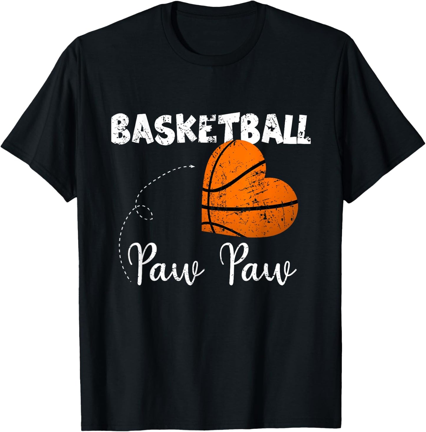 Cute Basketball Heart Basketball Paw Paw T-Shirt - T-Shirt | Black