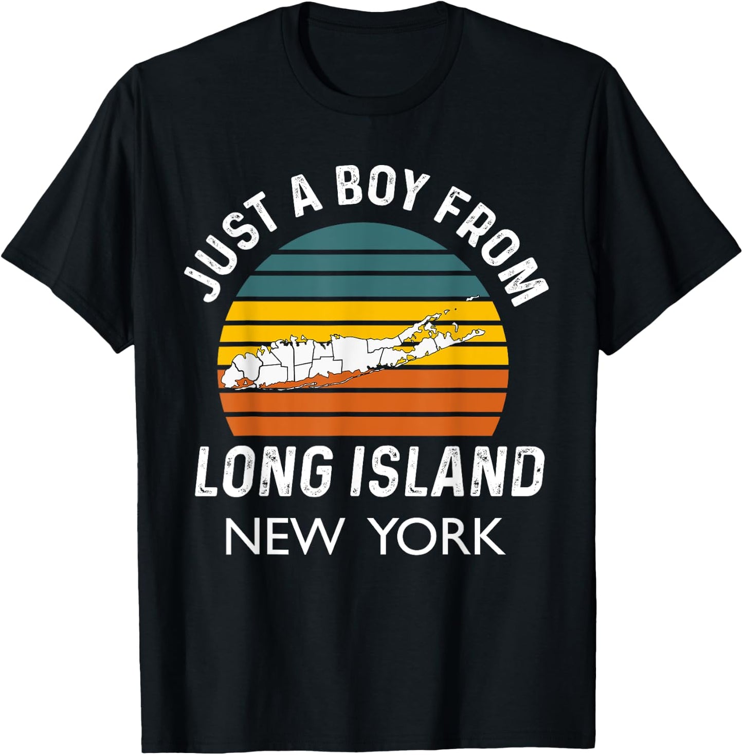 Long Island NY Souvenir Native Long Islander Map NYC Vintage T-Shirt - T-Shirt | Black