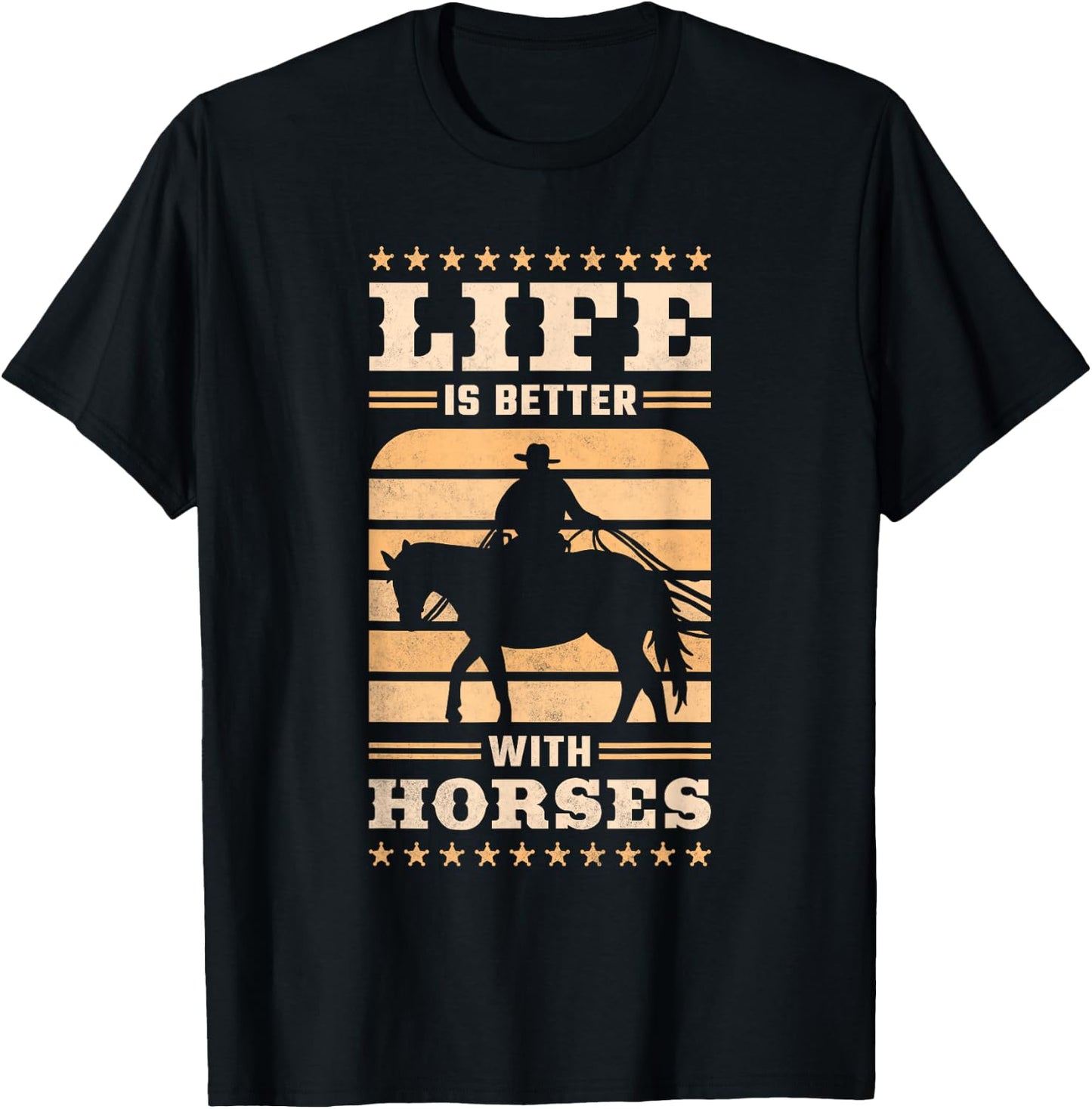 Life Is Better With Horses T-Shirt - T-Shirt | Black