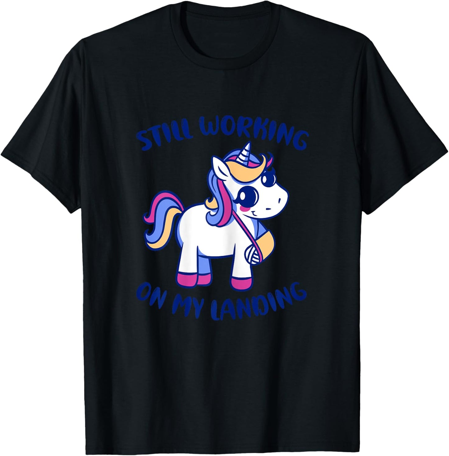 Unicorn Broken Arm Funny Still Working On My Landing Gymnast T-Shirt - T-Shirt | Black
