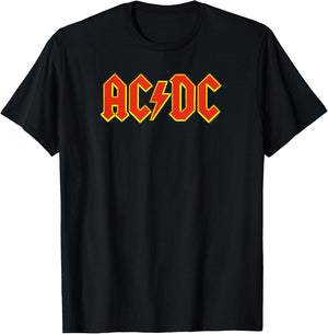 Official AC/DC Yellow Outline Red Logo Band Classic T-Shirt - T-Shirt | Black