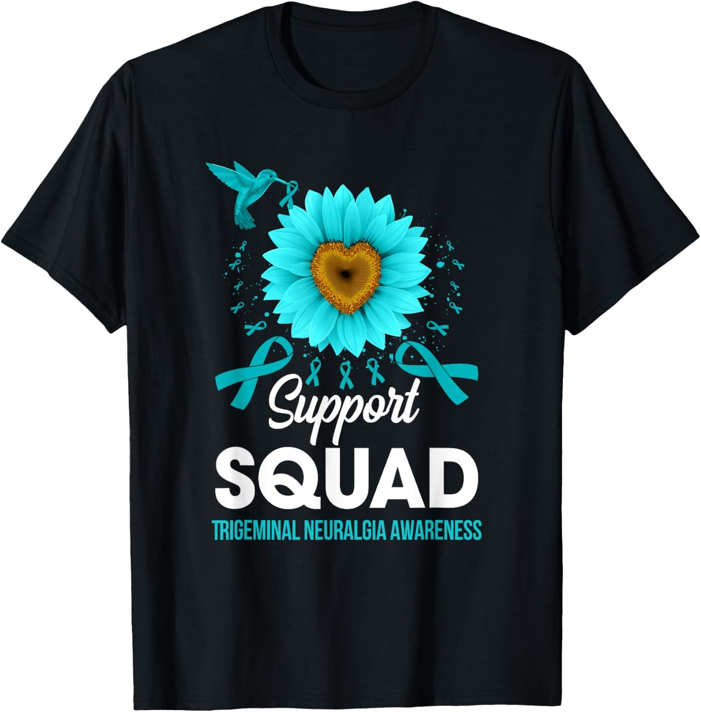 Support Squad Trigeminal Neuralgia Awareness Hummingbird T-Shirt - T-Shirt | Black