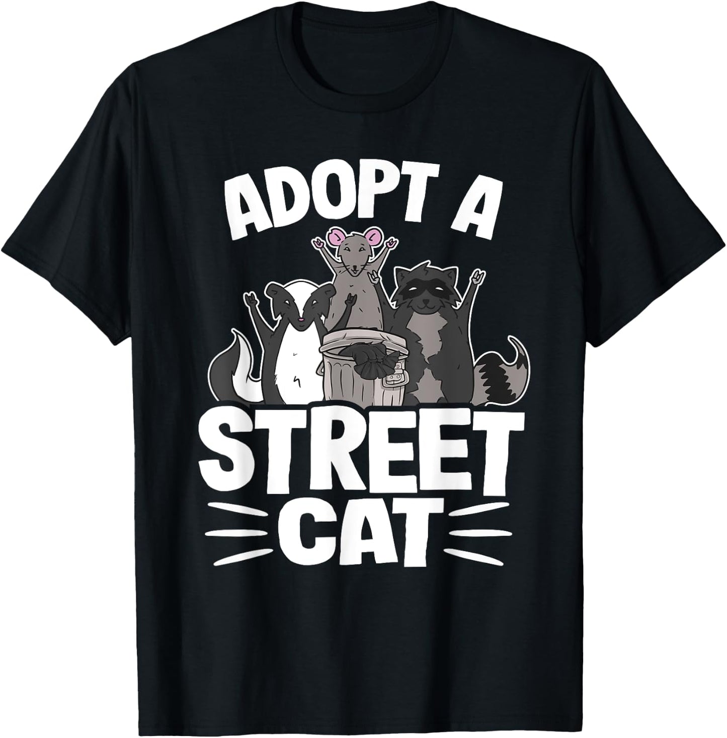 Adopt A Street Cat Skunk Rat Raccoon Women Kids T-Shirt - T-Shirt | Black