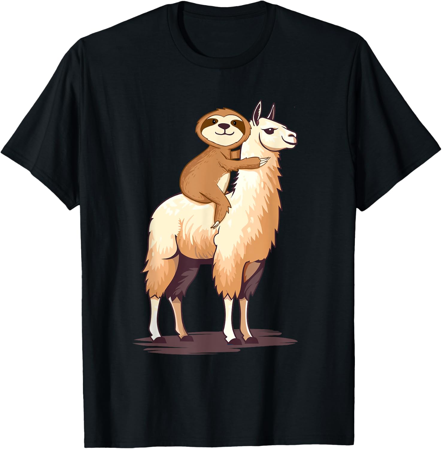 Riding Sloth - Wildlife Llama Animal Nature Lover Zookeeper T-Shirt - T-Shirt | Black