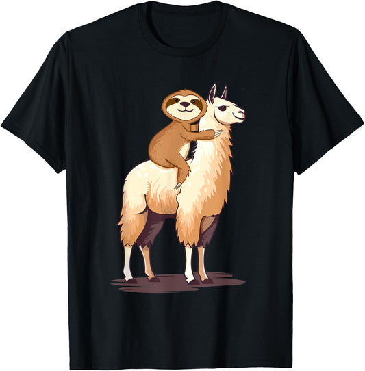 Riding Sloth - Wildlife Llama Animal Nature Lover Zookeeper T-Shirt - T-Shirt | Black