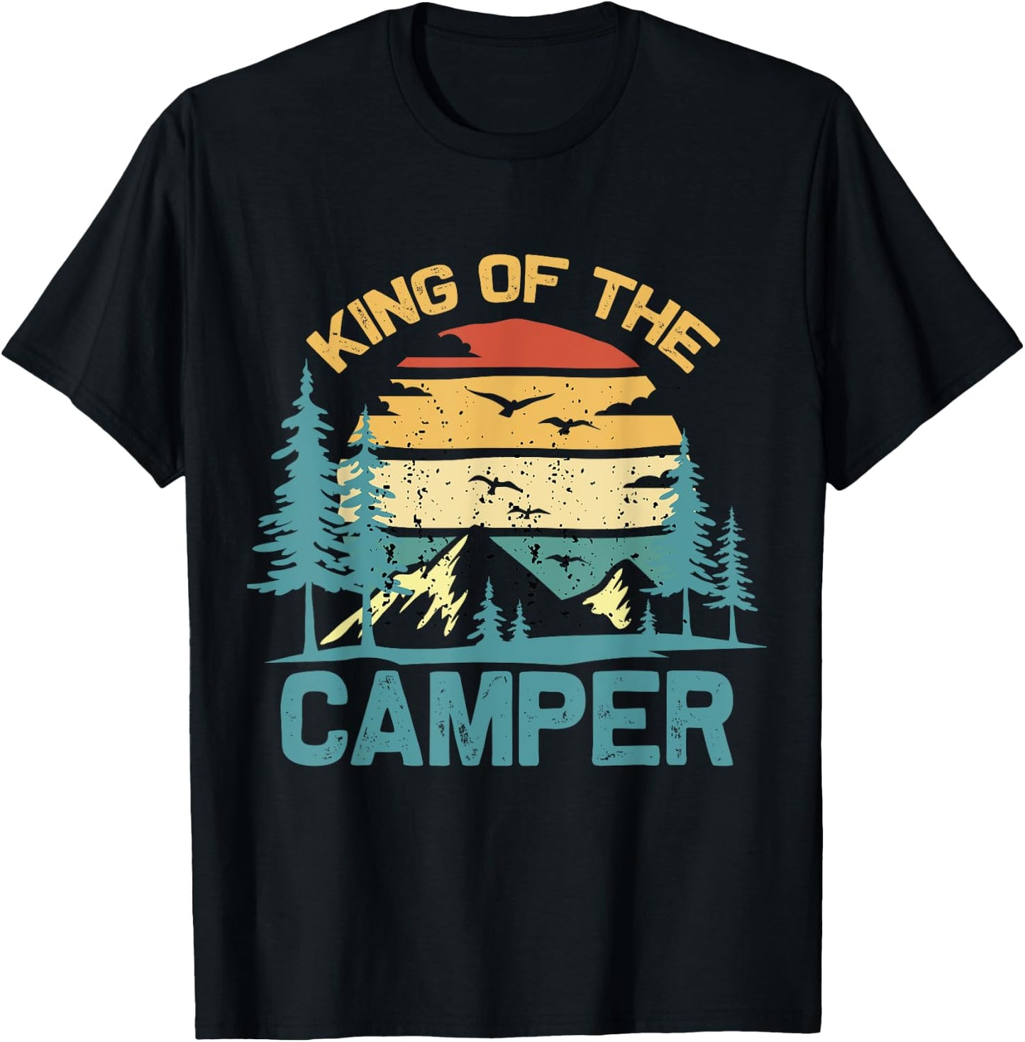 King of the Camper Retro Vintage Camping Travel T-Shirt - T-Shirt | Black
