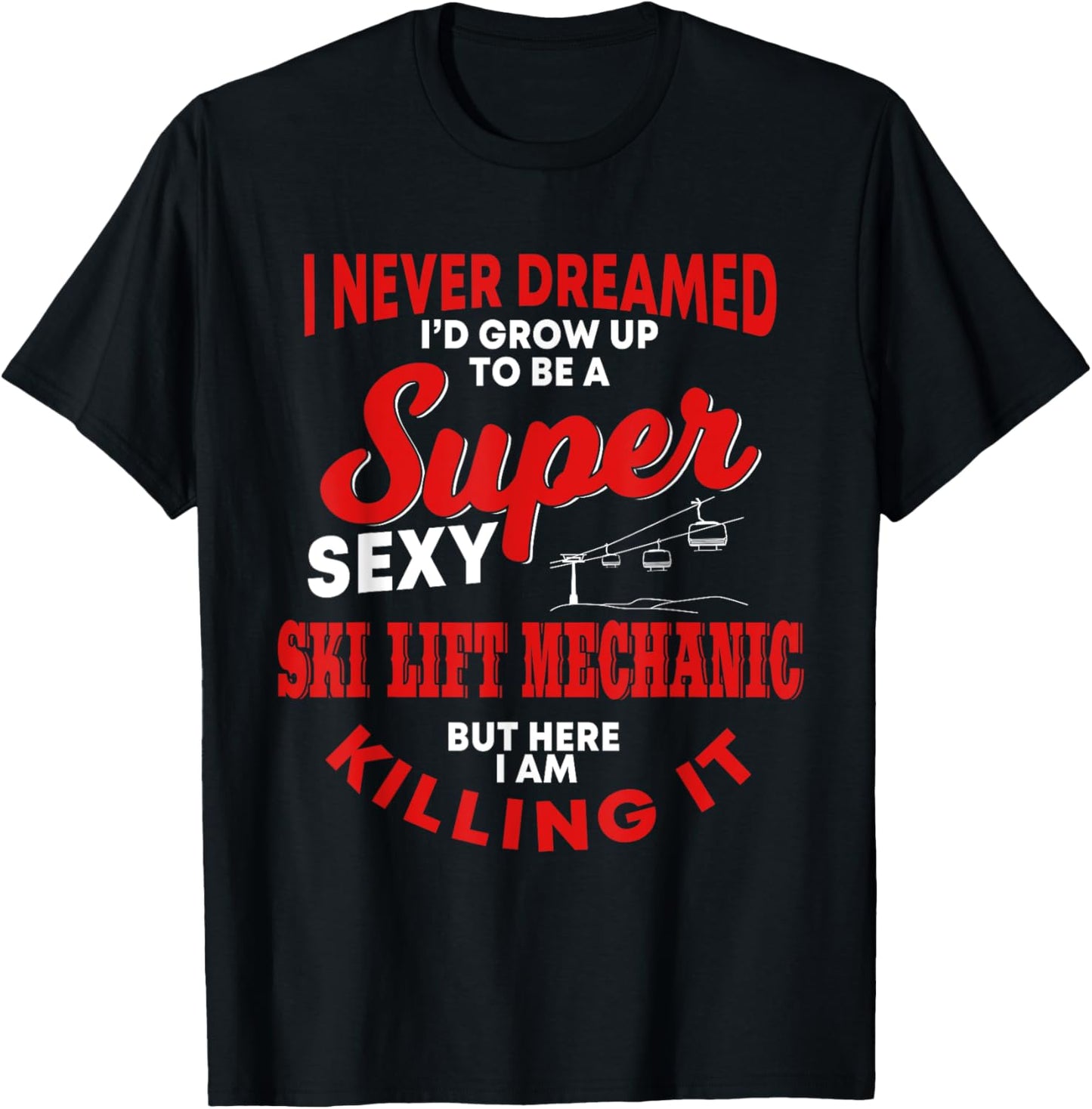 Funny Ski Lift Mechanic Costume Skiing Chairlift Cable Car T-Shirt - T-Shirt | Black