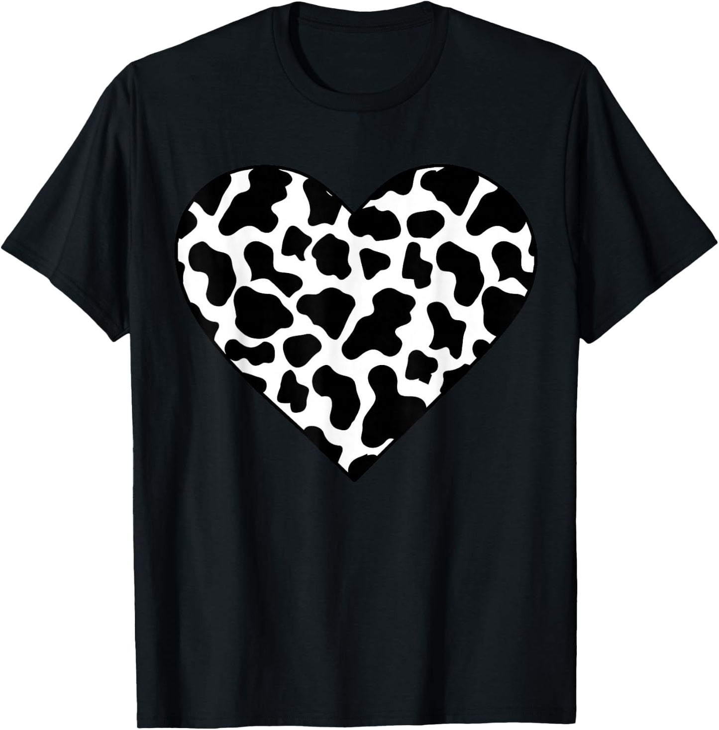 Cow-Print Heart T Shirt Women Heifer Farm Mom Mothers Day T-Shirt - T-Shirt | Black