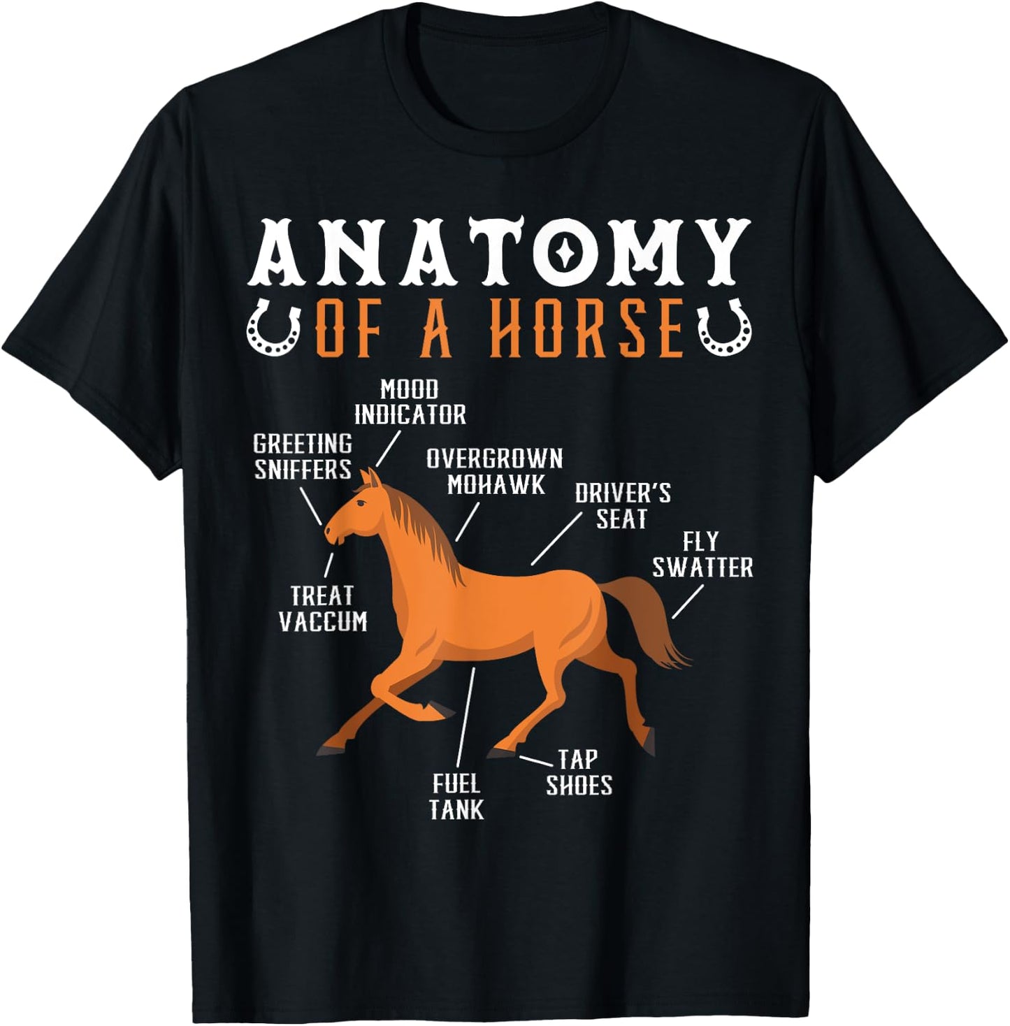 Equestrian Riding Anatomy Of A Horse Lover T-Shirt - T-Shirt | Black