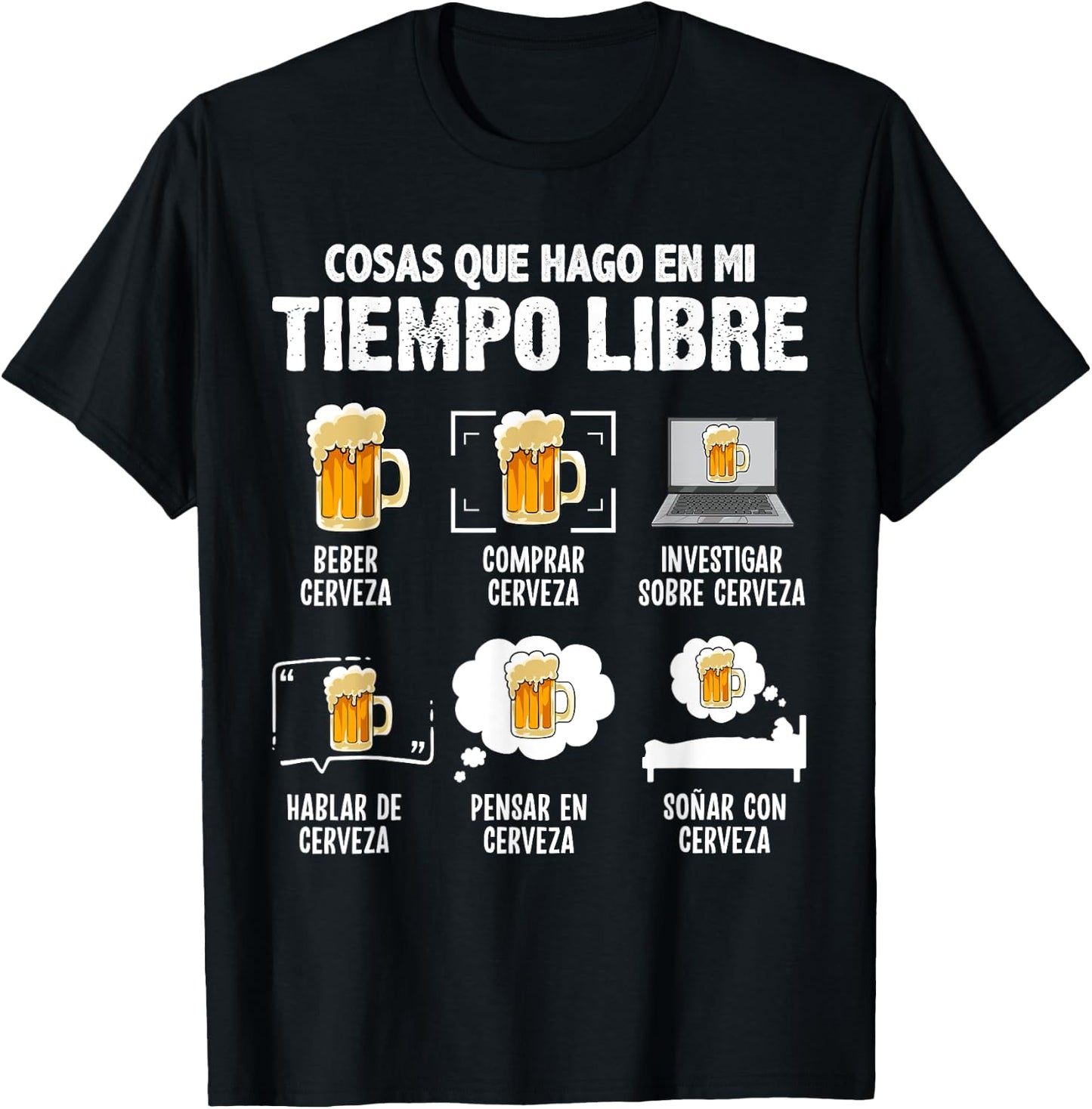 Camiseta Divertida Cerveza Cosas Que Hago Tiempo Libre T-Shirt - T-Shirt | Black