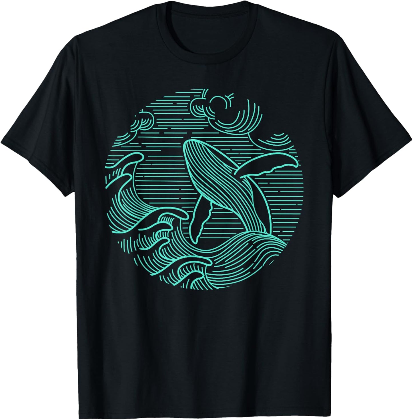 Humpback Whale Marine Life Ocean Nature Sea Blue Waves T-Shirt - T-Shirt | Black