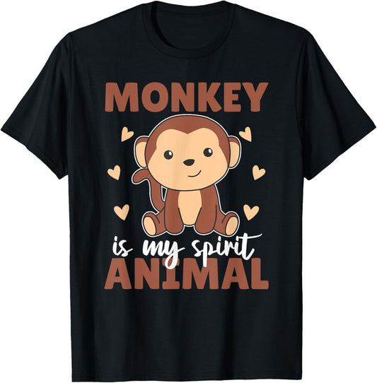 Monkey Is My Spirit Animal - Cute Monkey T-Shirt - T-Shirt | Black