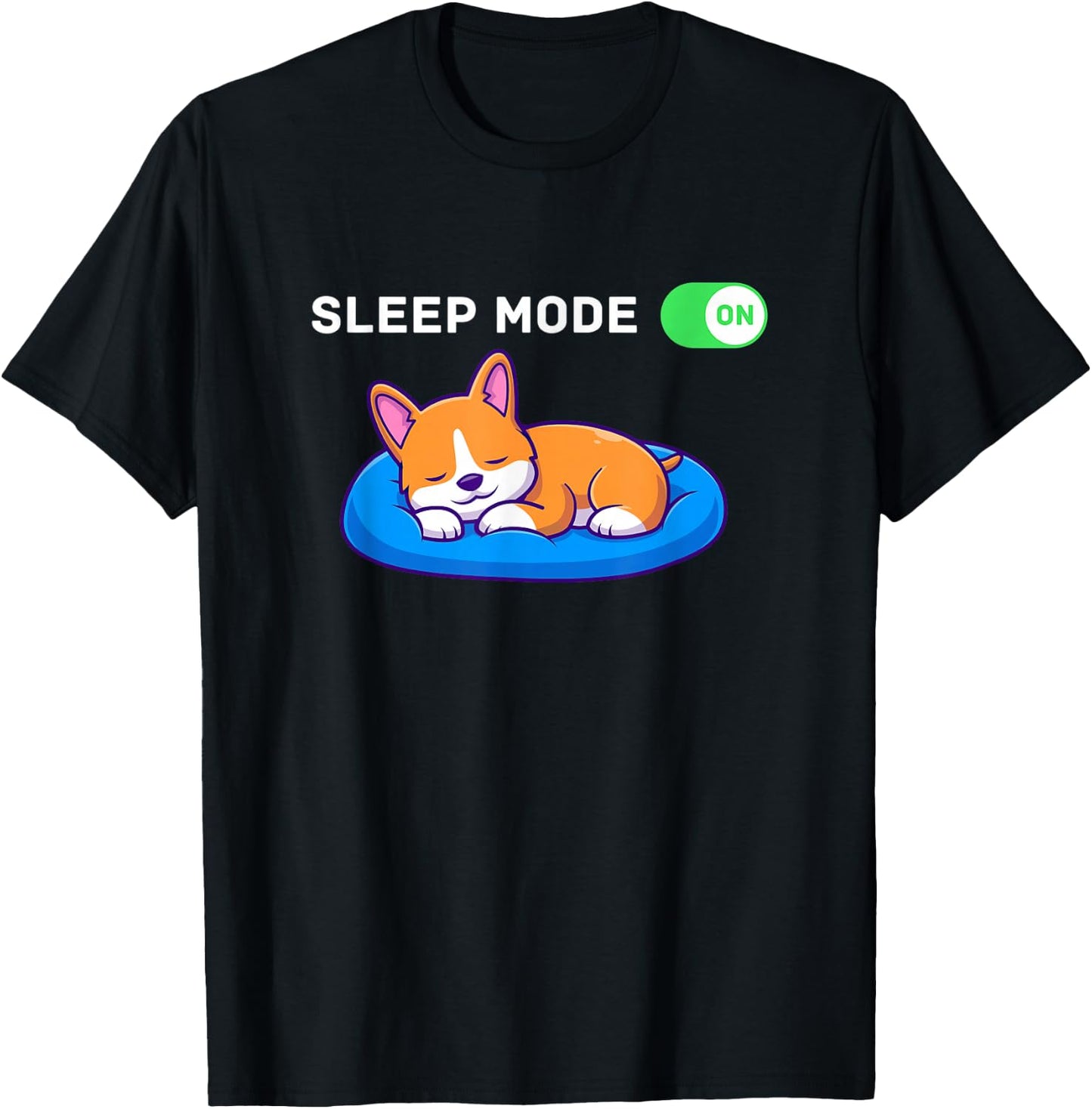 Sleep Mode On Funny Corgi Dog Kawaii Design T-Shirt - T-Shirt | Black