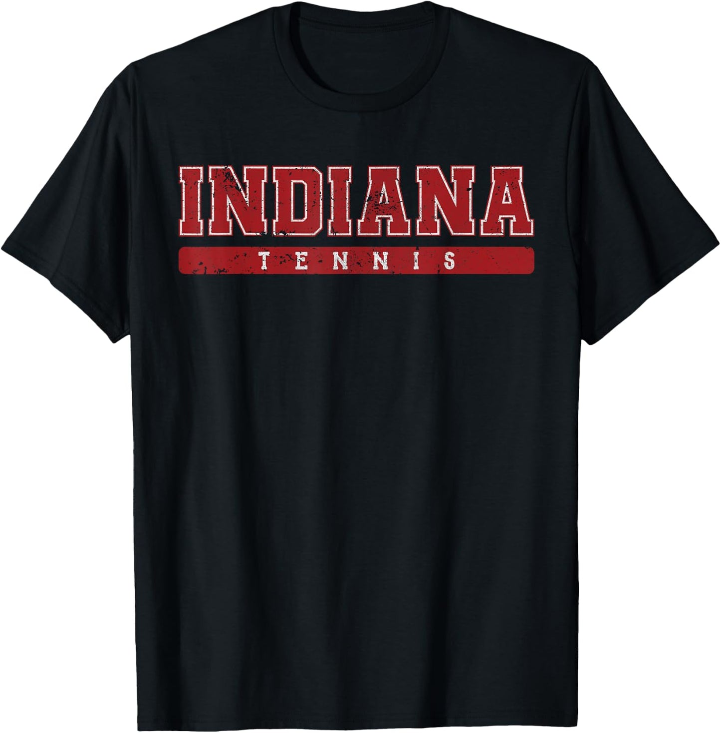Indiana Tennis Red Vintage Text T-Shirt - T-Shirt | Black
