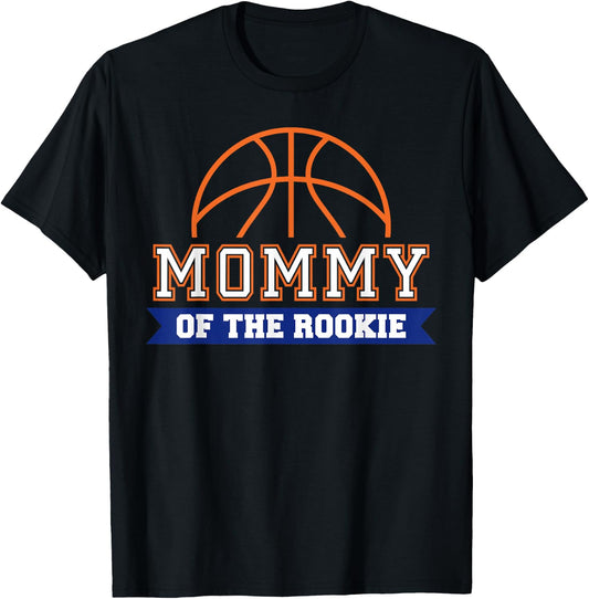 Mommy of Rookie 1st Birthday Basketball Theme Matching Party T-Shirt - T-Shirt | Black