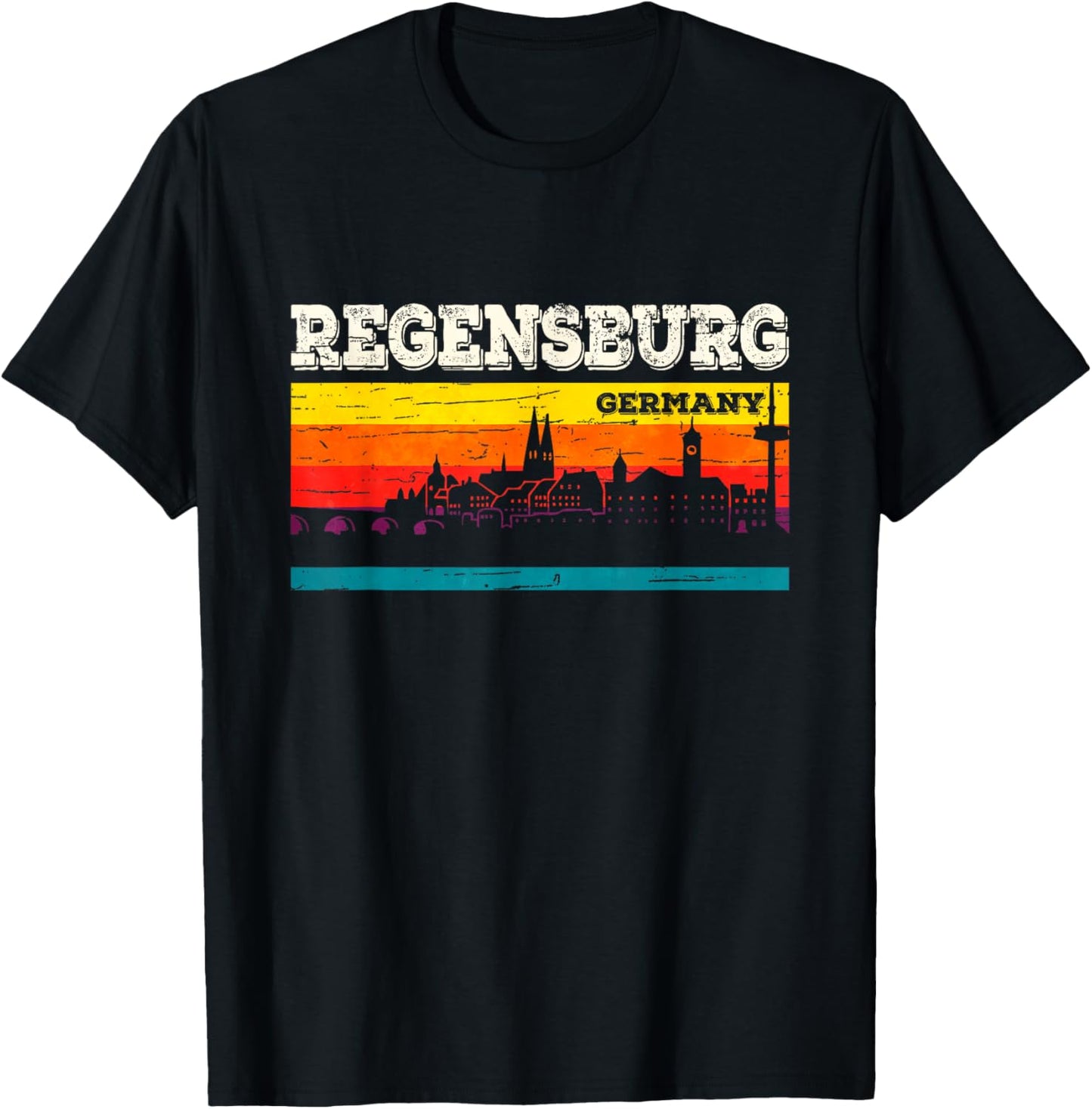 Regensburg Skyline Funny Regensburger Germany T-Shirt - T-Shirt | Black