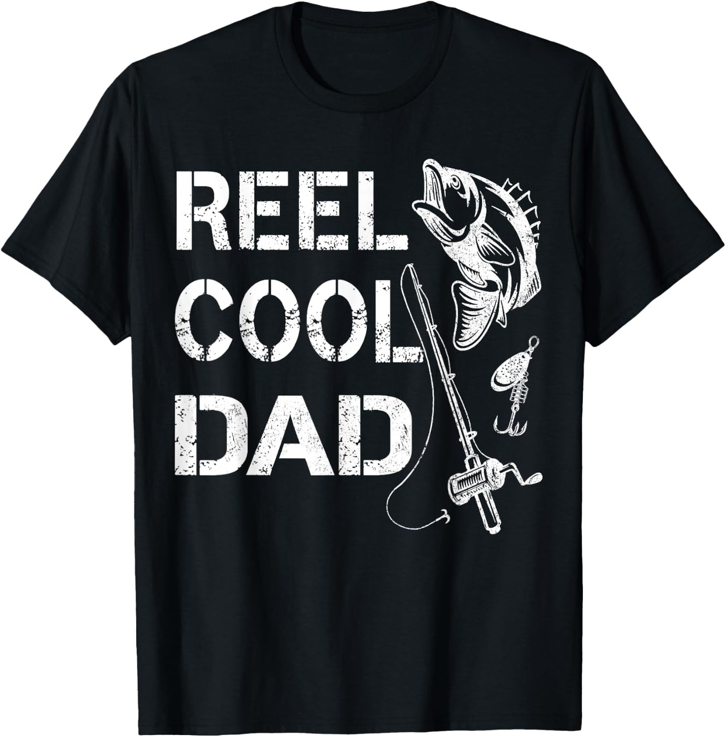 Reel Cool Dad Fishing Daddy Father's Day Gift Shirt T-Shirt - T-Shirt | Black