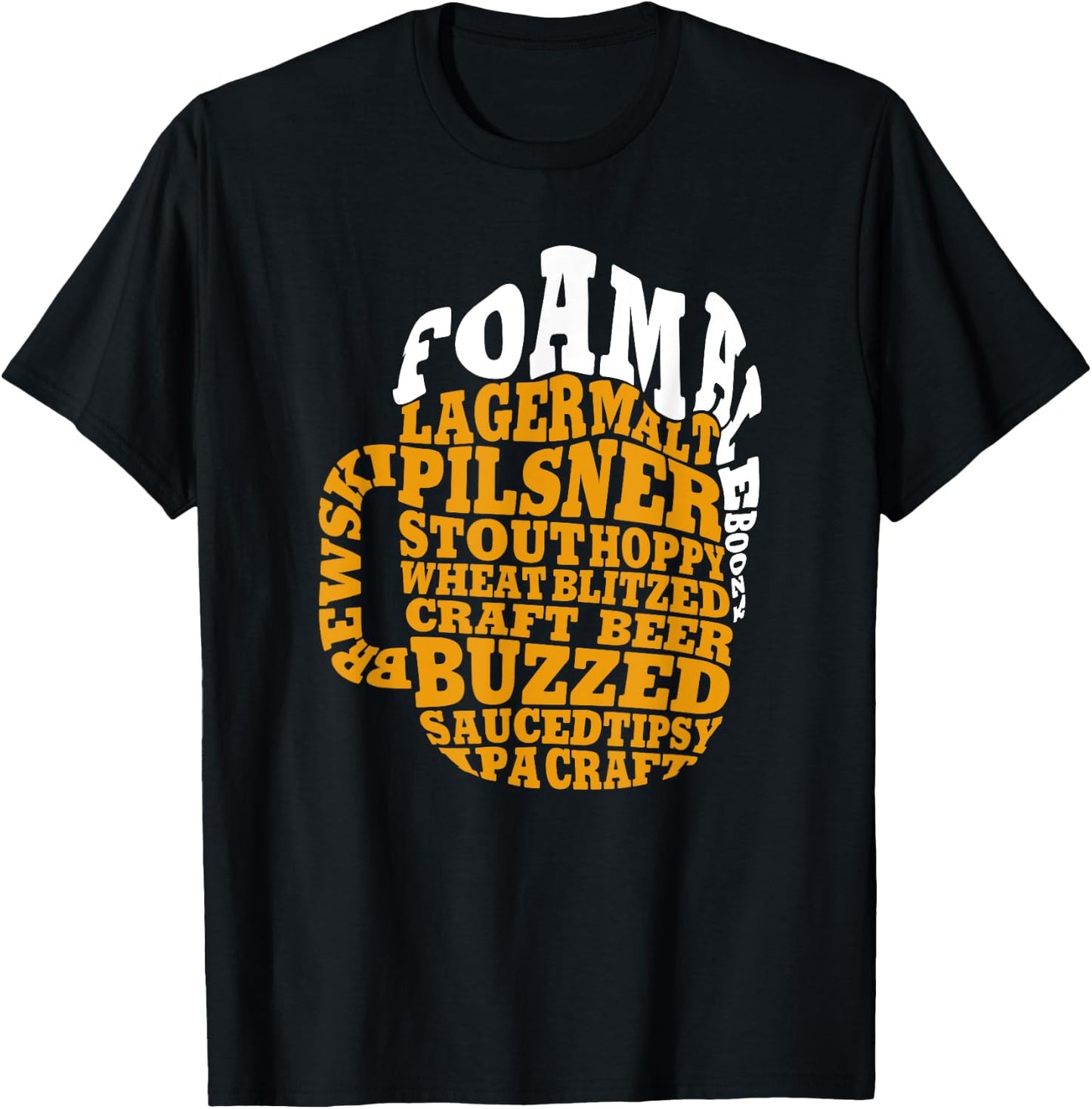 Beer Drinker Typography Word Art T-Shirt - T-Shirt | Black