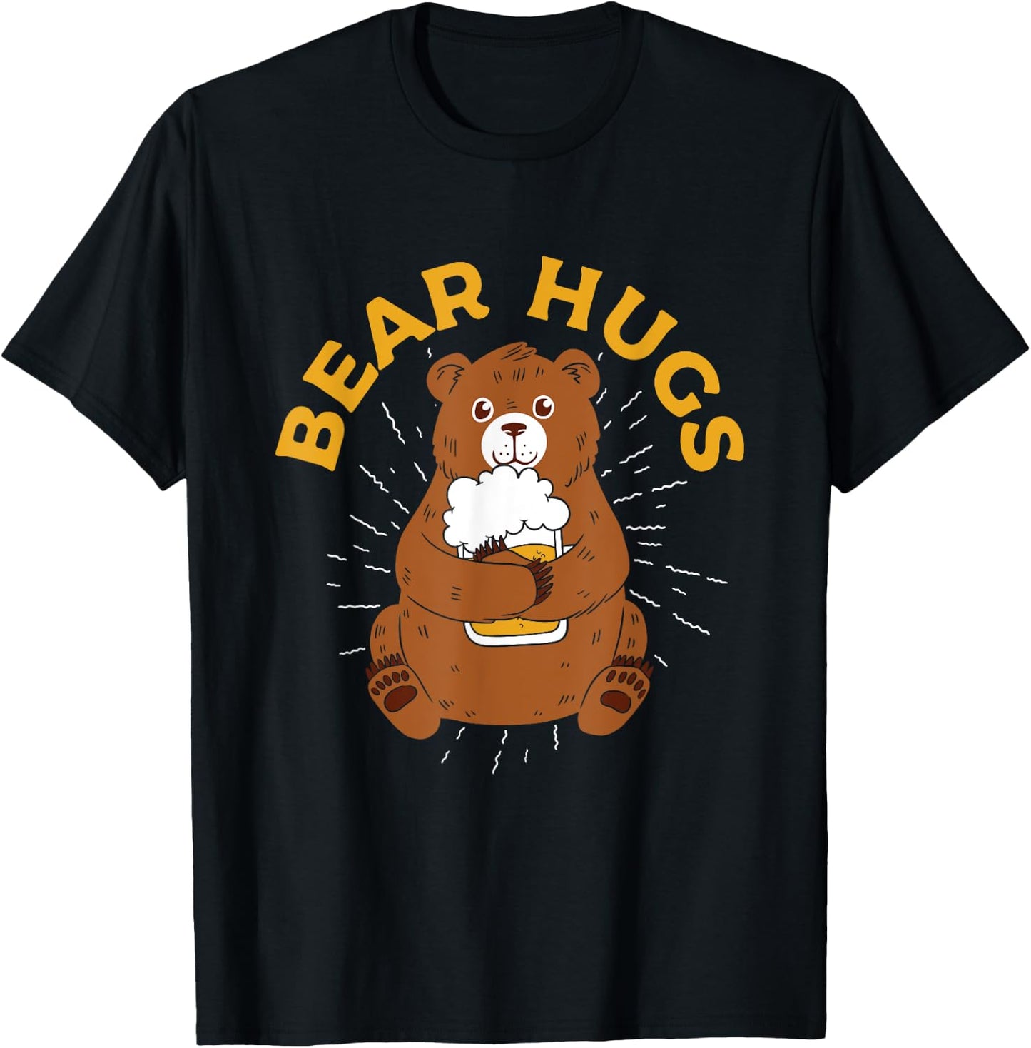 Bear Hugs | Funny Bear Drinking Beer | Craft Beer Lover T-Shirt - T-Shirt | Black